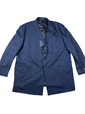 Giorgio Brutini Blazer Men 56L Blue Windowpane Sport Coat Big Tall